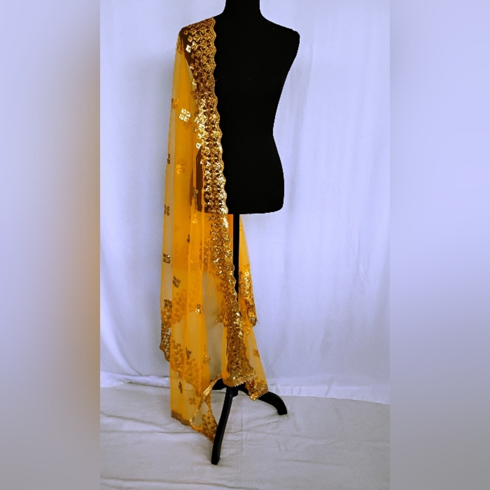 Embellished Yellow Women's Dupatta Scarf
